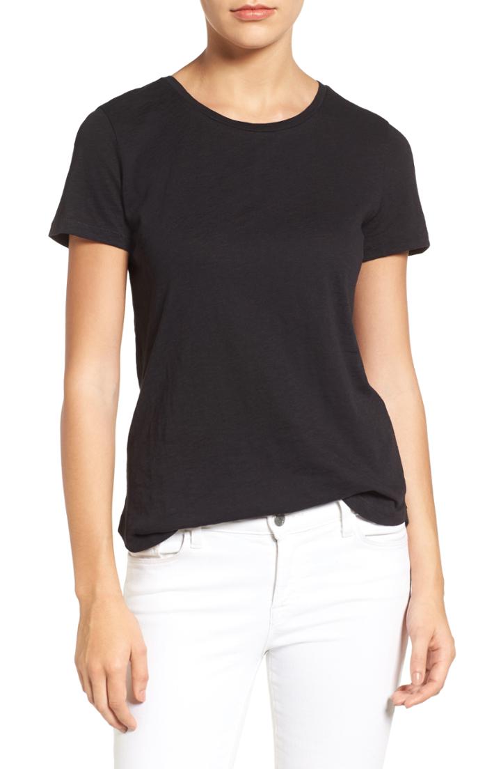 Women's Caslon Slub Crewneck Tee, Size - Black