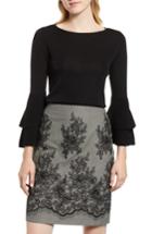 Women's Anne Klein Double Flare Sleeve Sweater - Black