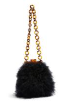 Topshop Marabou Feather Frame Handbag - Black