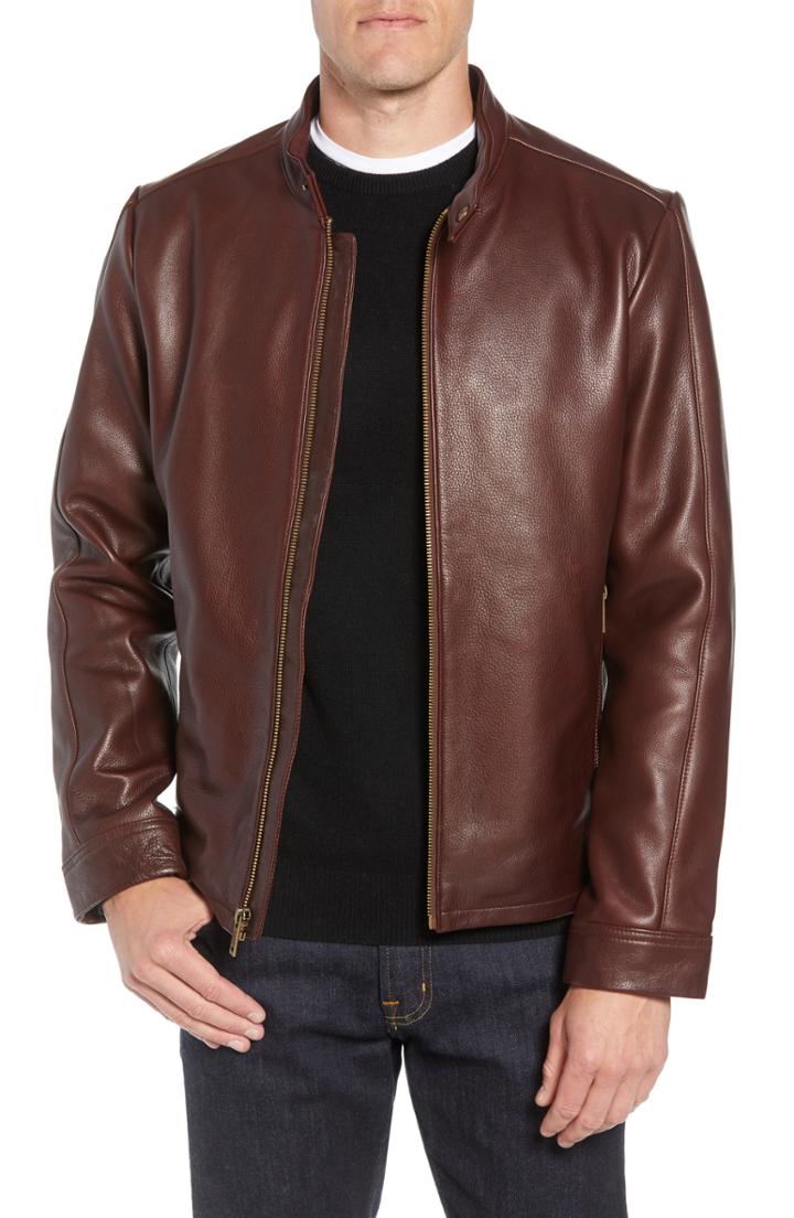 Men's Ugg Orlando Leather Racer Coat, Size - Brown