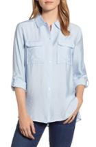 Women's Vince Camuto Hammered Satin Utility Shirt - Blue