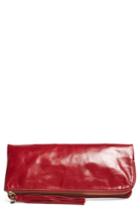 Hobo Raine Calfskin Leather Foldover Clutch - Red