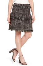 Women's Halogen Raw-edge Tweed Skirt - Black