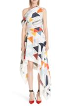 Women's Monse Label Geometric Print Asymmetrical Silk Dress