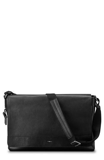 Men's Shinola Luxe Grain Canfield Leather Messenger Bag - Black