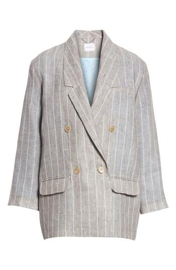 Women's Magda Butrym Boyfriend Linen Blazer Us / 34 Fr - Grey