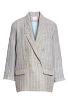 Women's Magda Butrym Boyfriend Linen Blazer Us / 34 Fr - Grey