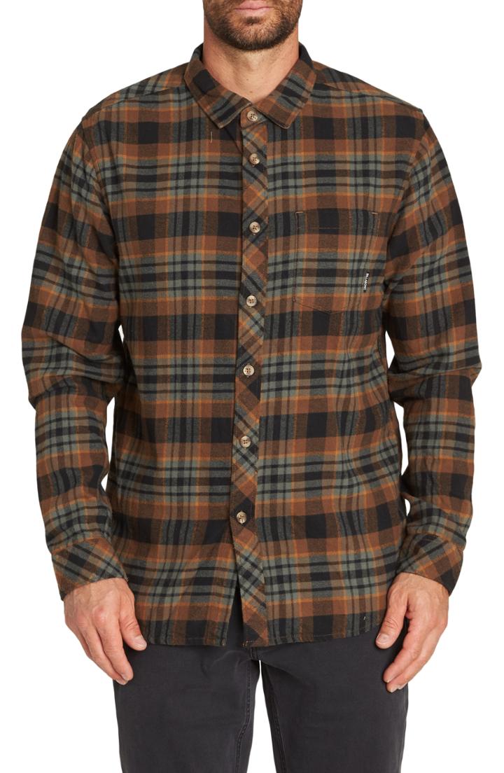 Men's Billabong Coastline Plaid Flannel Shirt - Green