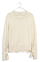 Women's Madewell Tie Cuff Pullover Sweater, Size - Ivory