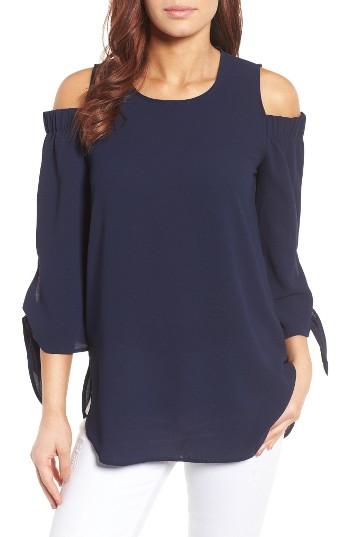 Petite Women's Gibson Cold Shoulder Top, Size P - Blue