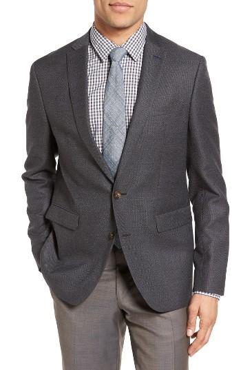Men's Sand Trim Fit Hopsack Wool Blazer Eu - Grey