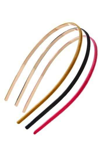 L. Erickson Pack Of 3 Velvet Skinny Headbands, Size - Pink