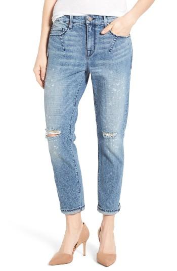 Women's Parker Smith Stretch Roll Cuff Girlfriend Jeans - Blue