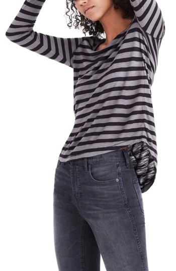 Women's Madewell Anthem Stripe Long Sleeve Tee - Black