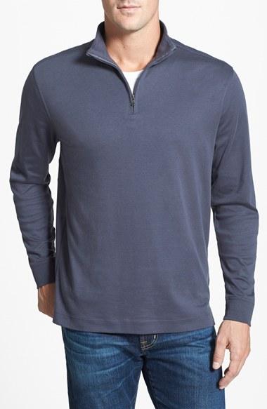 Men's Cutter & Buck 'belfair' Quarter Zip Pima Cotton Pullover, Size - Grey (online Only)
