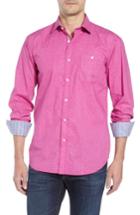 Men's Bugatchi Shaped Fit Textured Sport Shirt, Size - Pink