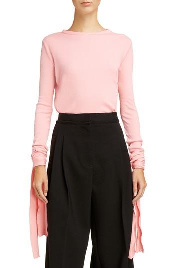Women's J.w.anderson Ribbed Tie Cuff Tee - Pink