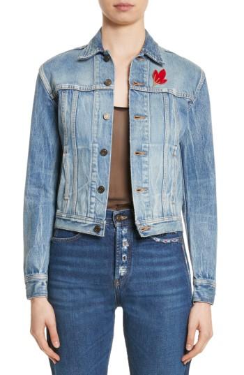 Women's Saint Laurent Party Kitty Denim Jacket - Blue