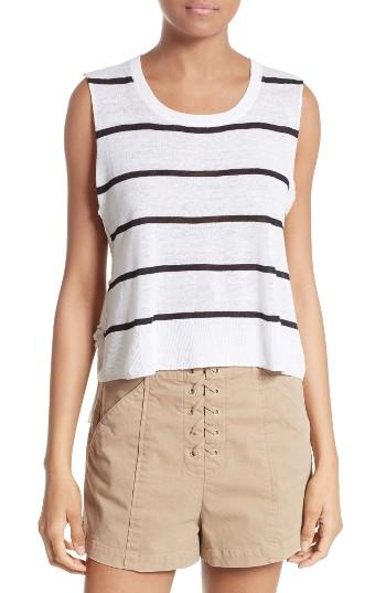 Women's A.l.c. Alma Lace Trim Stripe Top - White