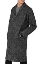 Men's Topman Textured Oversize Overcoat - Black