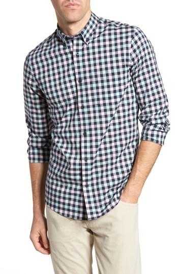 Men's Nordstrom Men's Shop Tech-smart Trim Fit Check Sport Shirt - Blue