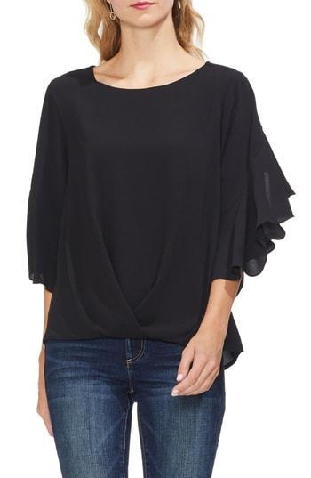 Women's Vince Camuto Ruffled Drop Shoulder Top, Size - Black