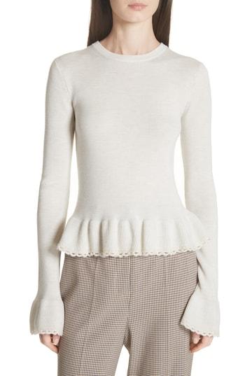 Women's See By Chloe Peplum Wool Sweater - Ivory