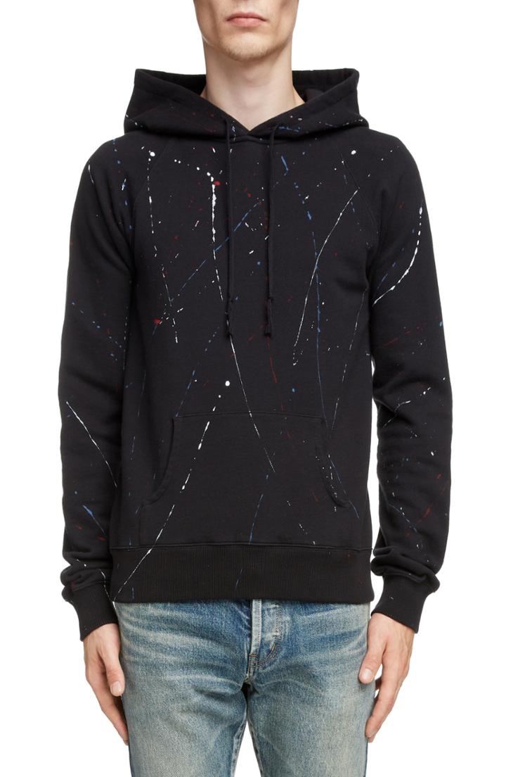 Men's Saint Laurent Print Raglan Hoodie - Black