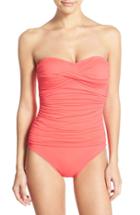 Women's La Blanca Twist Front Bandeau One-piece Swimsuit - Coral