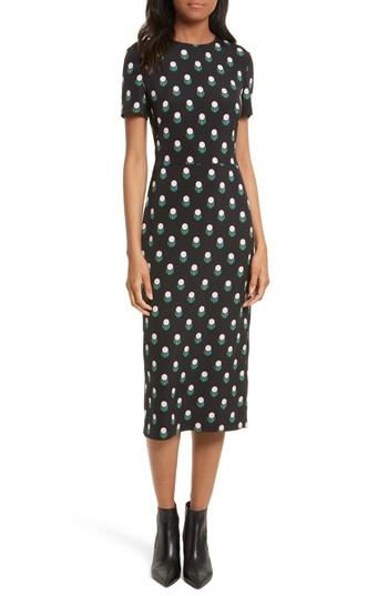 Women's Diane Von Furstenberg Print Body-con Midi Dress - Black