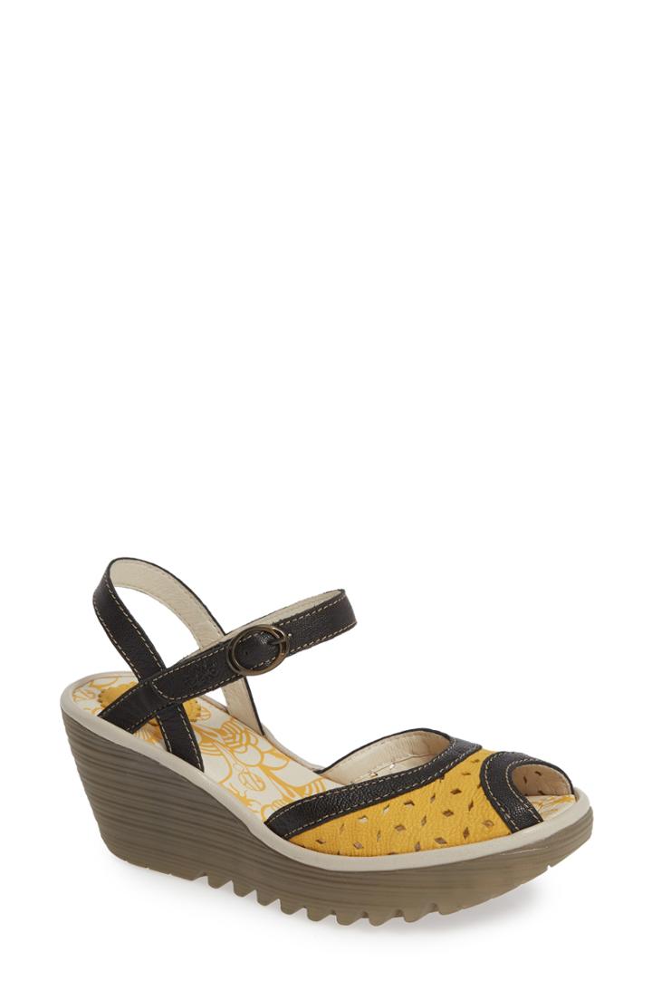 Women's Fly London Yumo Wedge Sandal .5-8us / 38eu - Yellow