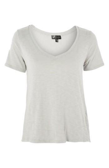 Women's Topshop Slub V-neck Tee Us (fits Like 0) - Grey