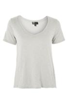 Women's Topshop Slub V-neck Tee Us (fits Like 0) - Grey