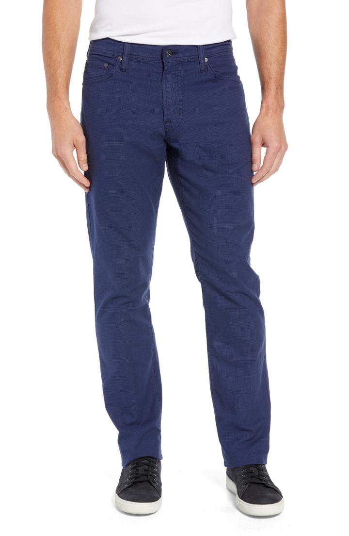 Men's Ag Everett Houndstooth Slim Fit Pants X 36 - Blue
