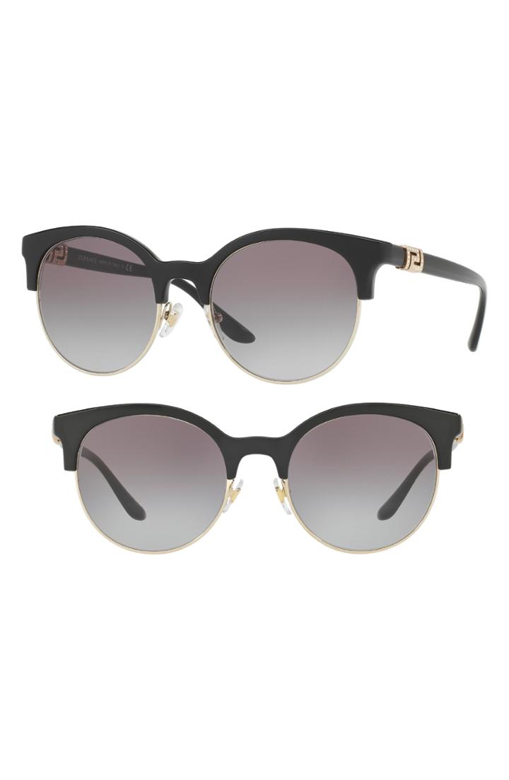 Women's Versace 53mm Gradient Horn Rimmed Sunglasses - Black