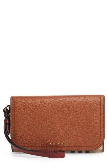 Women's Burberry Paine Leather Wristlet - Beige