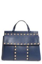 Tory Burch Block-t Studded Leather Top Handle Satchel - Blue