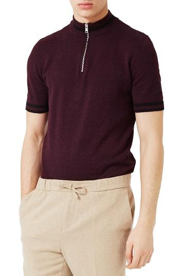Men's Topman Stand Collar Knit Polo