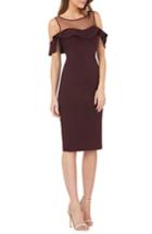 Women's Js Collections Illusion Neck Ruffle Sleeve Cocktail Dress - Burgundy