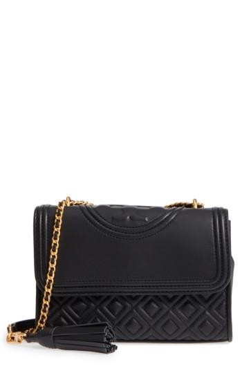 Tory Burch Small Fleming Quilted Lambskin Leather Convertible Shoulder Bag - Black