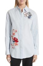 Women's Grey Jason Wu Embroidered Stripe Cotton Shirt - Blue