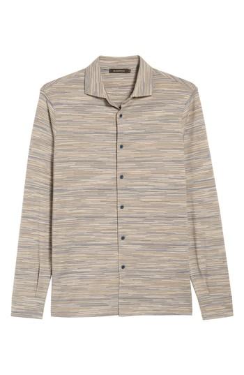 Men's Bugatchi Regular Fit Striated Knit Sport Shirt, Size - Beige