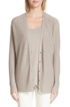 Women's Lafayette 148 New York Matte Crepe Solid & Sheer Cardigan, Size - Brown