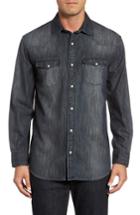 Men's Flynt Regular Fit Denim Western Shirt, Size - Blue