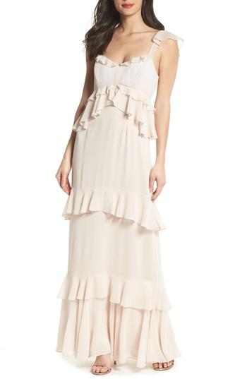 Women's Wayf The Gywneth Ruffle Maxi Gown - Beige