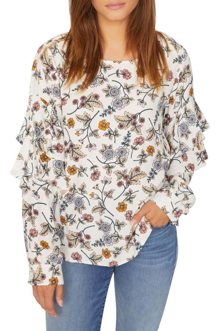 Women's Sanctuary Tilly Flounce Sleeve Blouse - Ivory