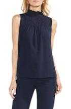 Women's Vince Camuto Sleeveless Smocked Mock Neck Blouse - Blue