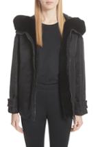 Women's Moncler Bondree Genuine Mink Fur Trim Down Jacket - Black
