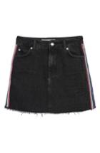 Women's Topshop Glitter Side Stripe Denim Skirt Us (fits Like 0) - Black