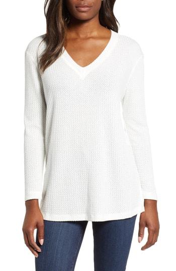 Women's Everleigh V-neck Waffle Tee - White